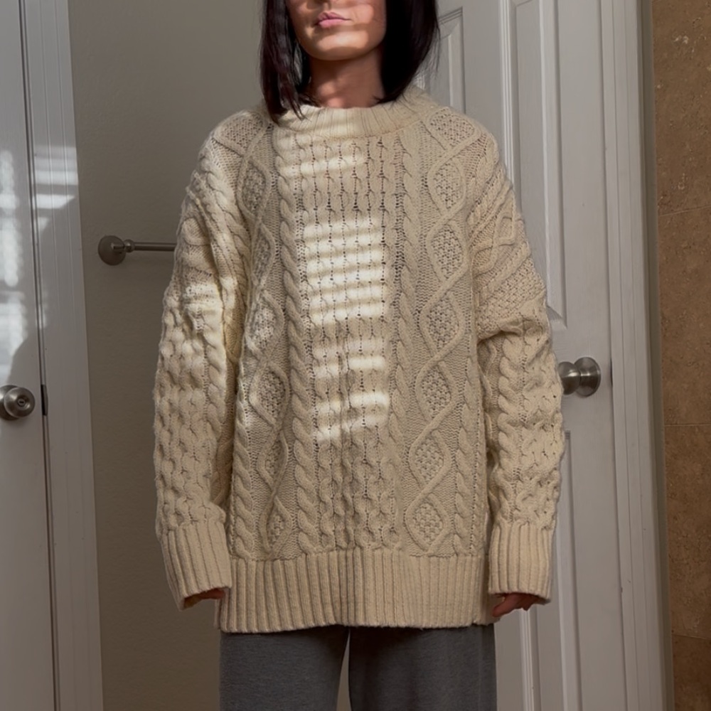 J. Crew Cream Cable Knit Sweater